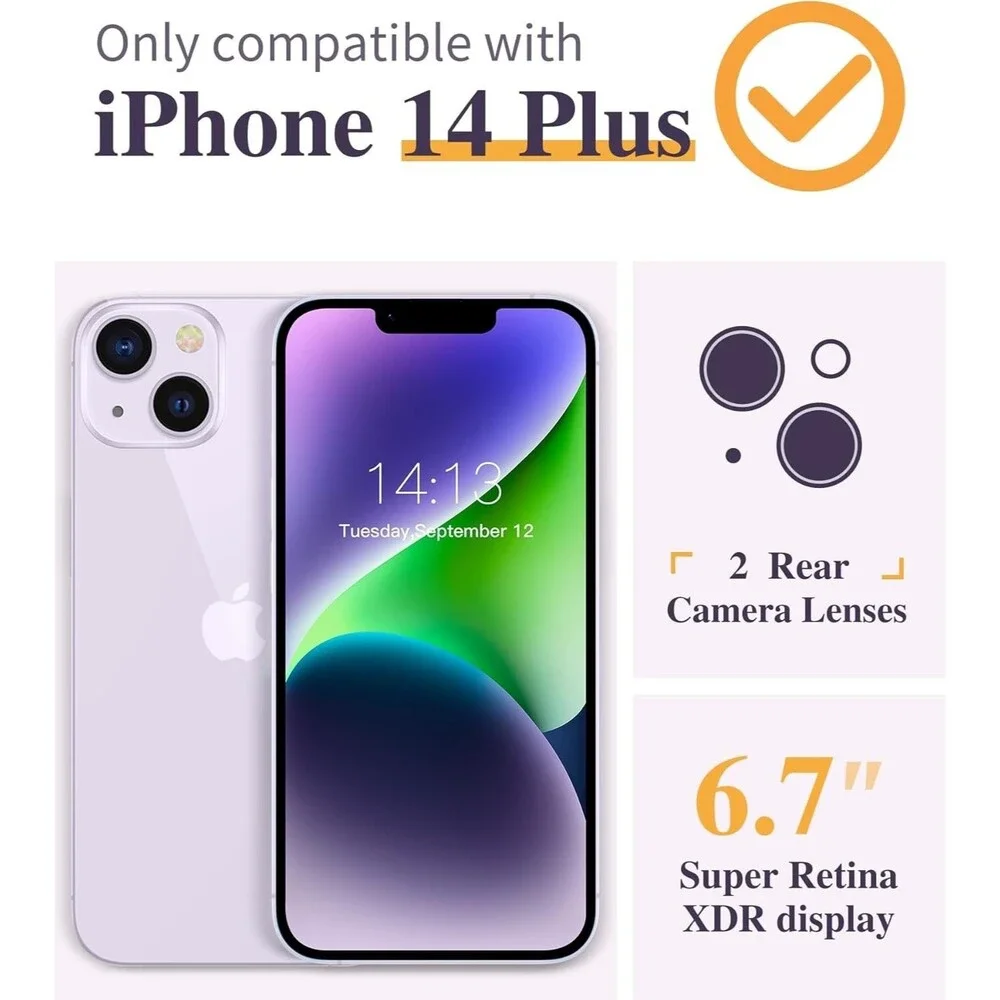 GVIEWIN for iPhone 14 Plus Case 3-in-1 Floral Alluring Butterfly Clear Shockproo